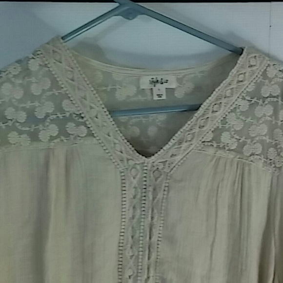 M ladies Style & Co. pink rosy BOHO TOP long sleeve & flowing - Picture 8 of 8